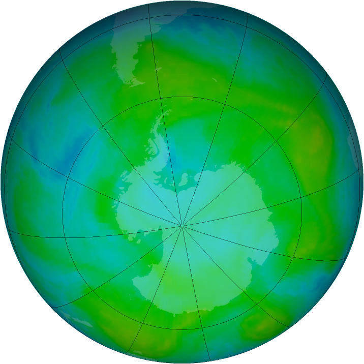 Antarctic ozone map for 27 December 2000